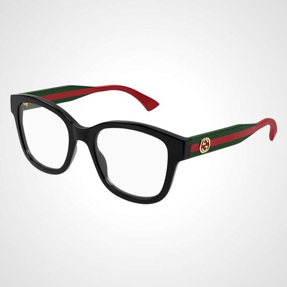 Gucci Accessories - New GUCCI Eyeglasses 51-19mm Black Square Full Rim Red Green Arms Womens Rx-able